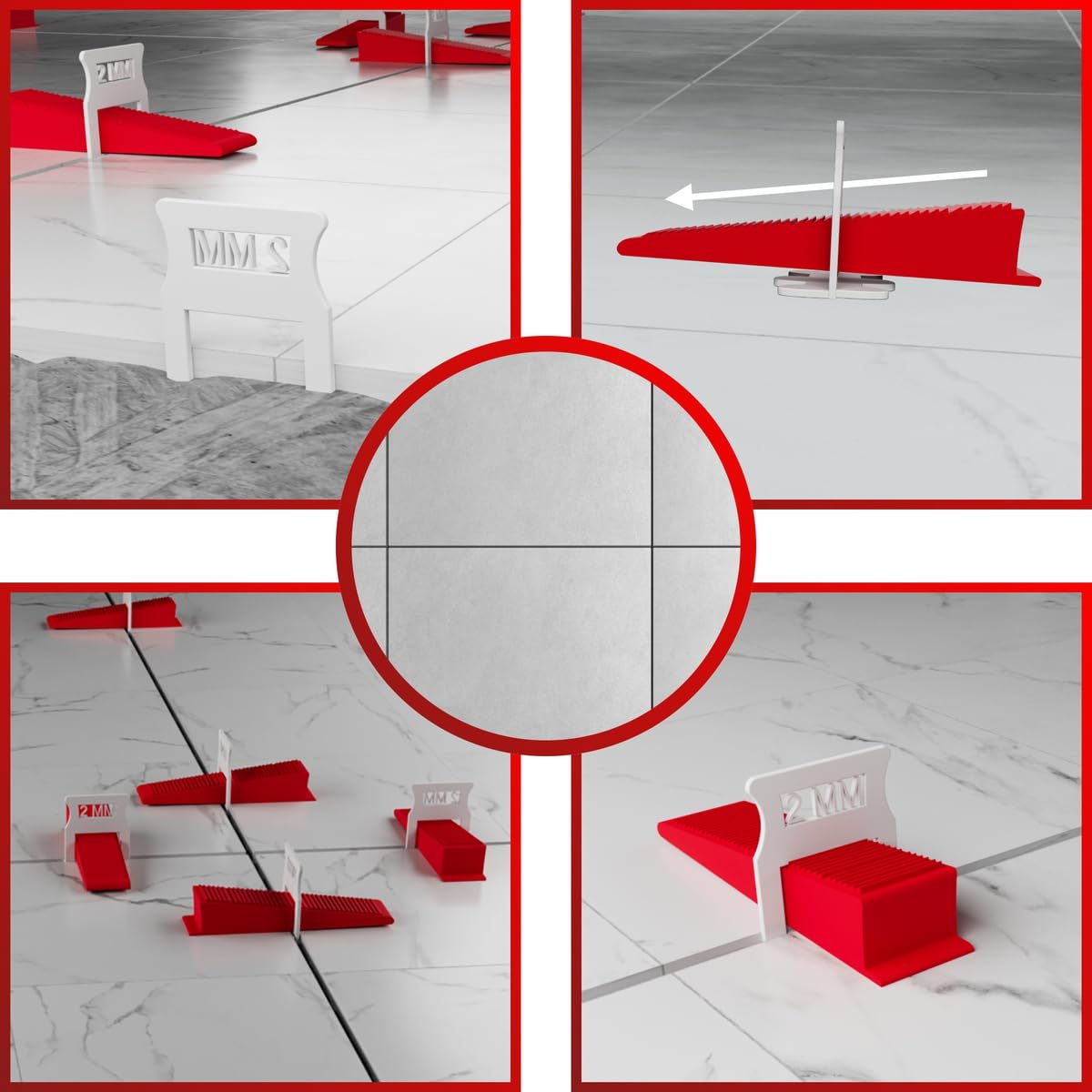 M&N Fliesen Nivelliersystem Set 1mm, 2mm Mega- Auswahl (200x 3mm Laschen, 100x Keile) - Fliesen-Verlegehilfe Werkzeug für Leien & Profi - Fliesenleger Fliesennivellierungssystem Zubehör