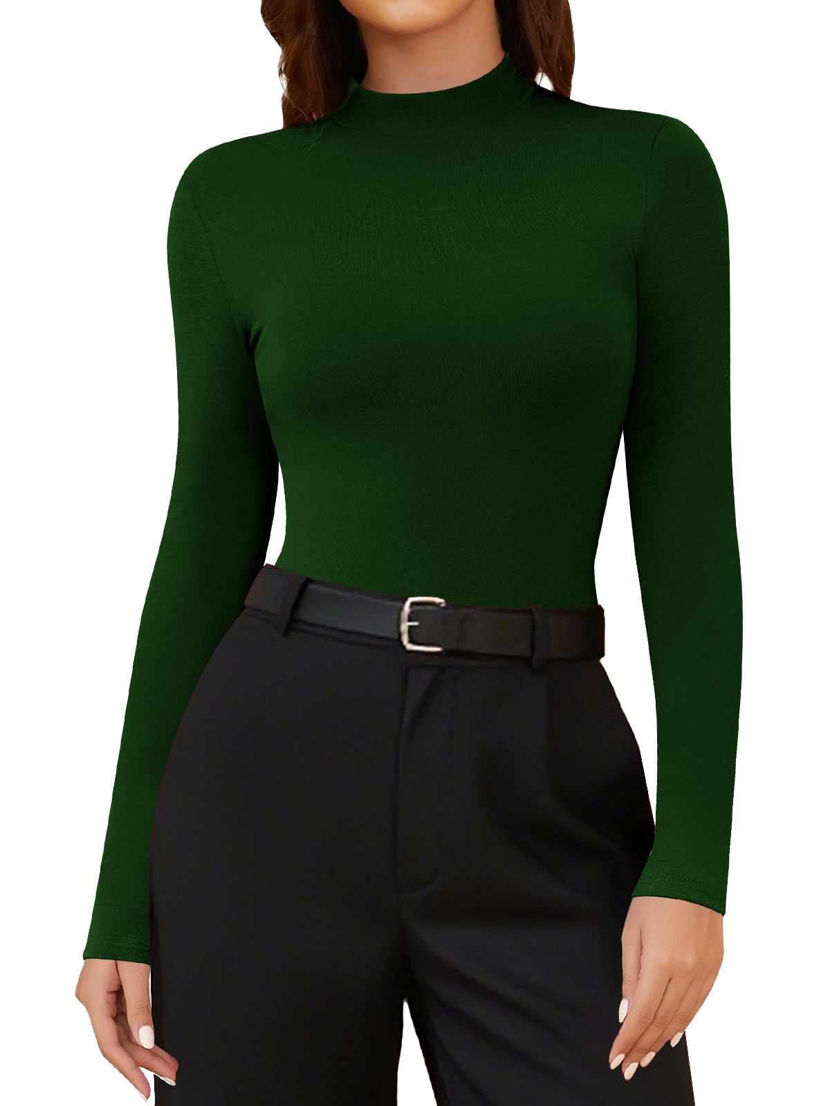 SHAPERIN Rollkragen Oberteil Damen Langarm Stehkragen Shirt Basic Top Eng Long Sleeve Tshirt Unterhemd