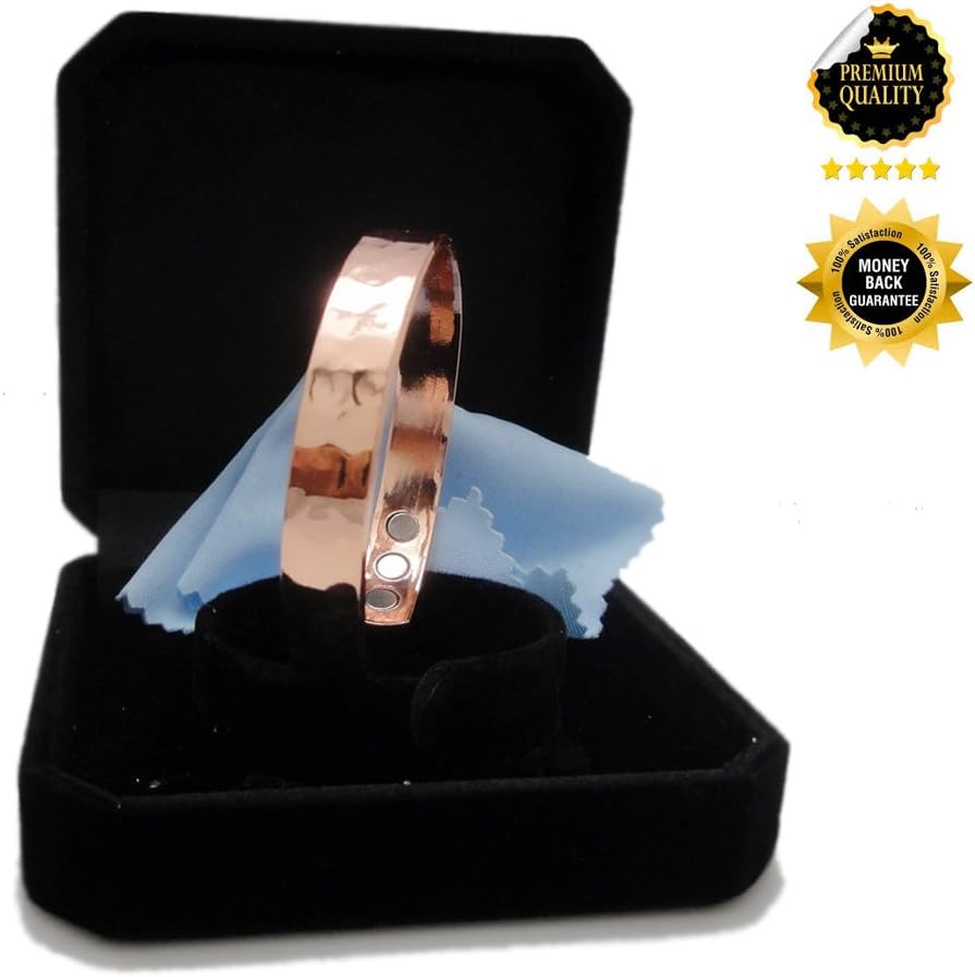 3 Pcs in One Set Magnetic Copper Bracelet For Men & Women-Fashionable Brass Color Designer Style With 6 (2,300 GAUSS Each Magnet) Powerful Strong Medical Therapeutic Neodymium Magnets-Cheap Gift & Best Cuff, Wristbands, Clasps, Bracelets Jewelry For Sports, Rheumatism, Arthritis Pain Relief and Self-Healing Health Benefits for Mens or Womens (Black Gift Box, Honeycomb Design)