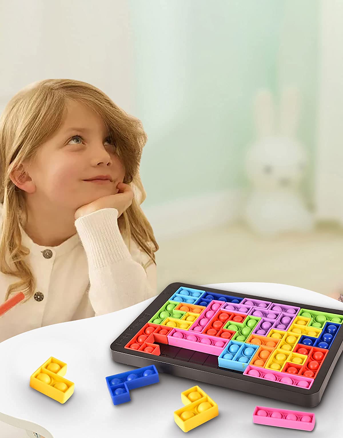 Tetris It Pop Puzzle with Board Silicone Building Blocks Fidget Toys