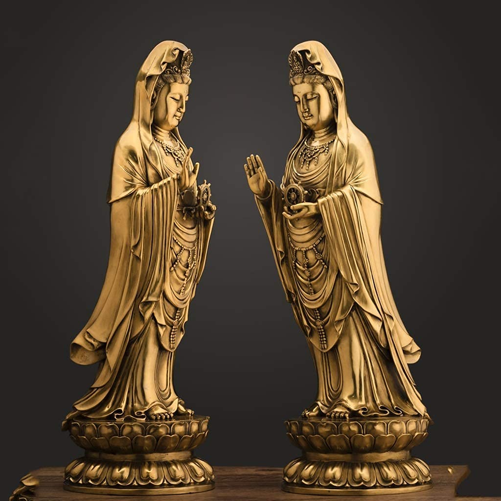 Amazon｜仏陀の装飾品観音像真鍮立位女性仏像彫刻仏教風水製品