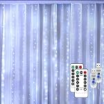 New Fairy Curtain Lights for Bedroom 300 LED, Jezoll Christmas String Lights USB Plug in 8 Modes Wall Hanging Twinkle with Remote Control for Wedding Party Backdrop Decor Warm White (9.8x9.8FT)