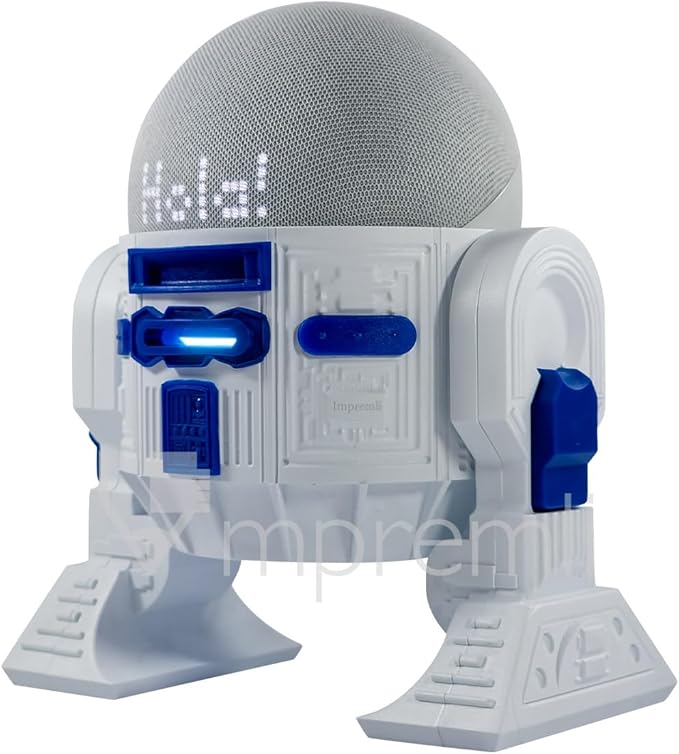 impremli Android Rus-T1 Standlautsprecher kompatibel mit Alexa Echo Dot 3 Gen, 4 Gen, 5 Gen, HomePod Mini, Google Home Mini/Nest Mini y genericos (Weiß/Blau)