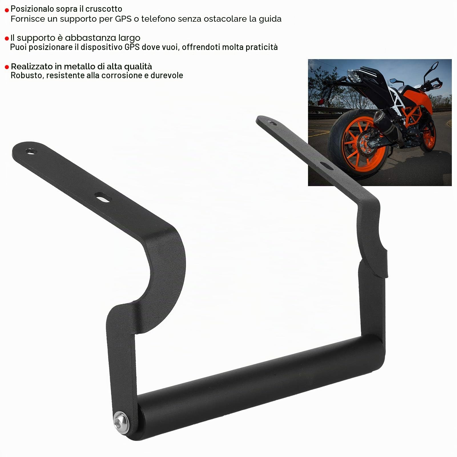 Kit staffa navigazione moto, supporto anteriore GPS per telefono, metallo robusto e durevole nero, supporto universale per smartphone e dispositivi GPS, installazione semplice