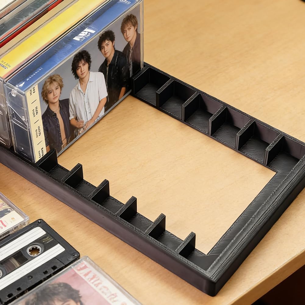 GRETJOB 10-Slot Cassette Tape Storage Rack – Durable & Stylish Organizer Holder for Home, Studio, Collectors – Easy to Move & Organize Audio Tapes