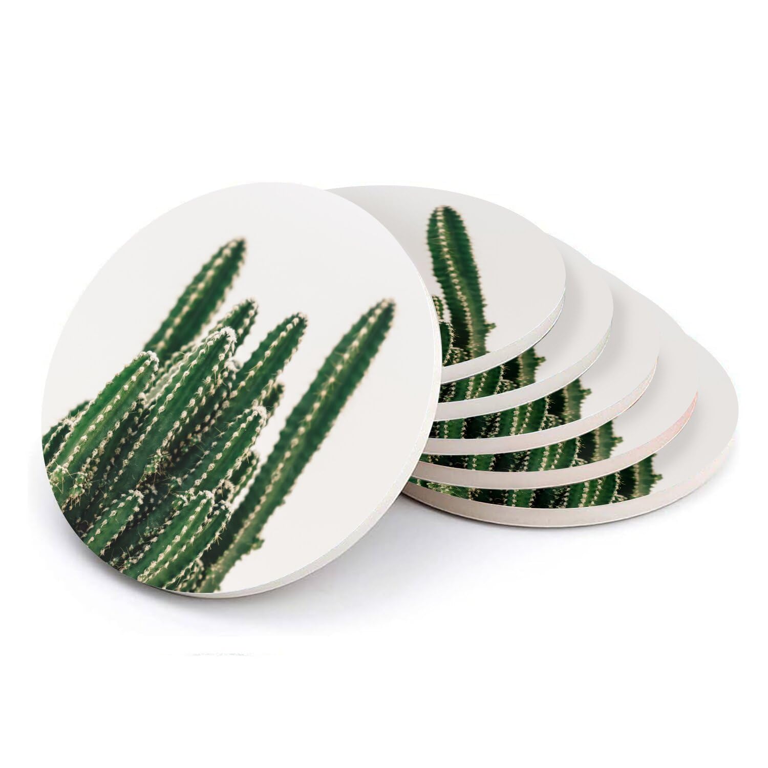 Sous-verre ronds céramique motif cactus Cereus lot de 6 dessous de table