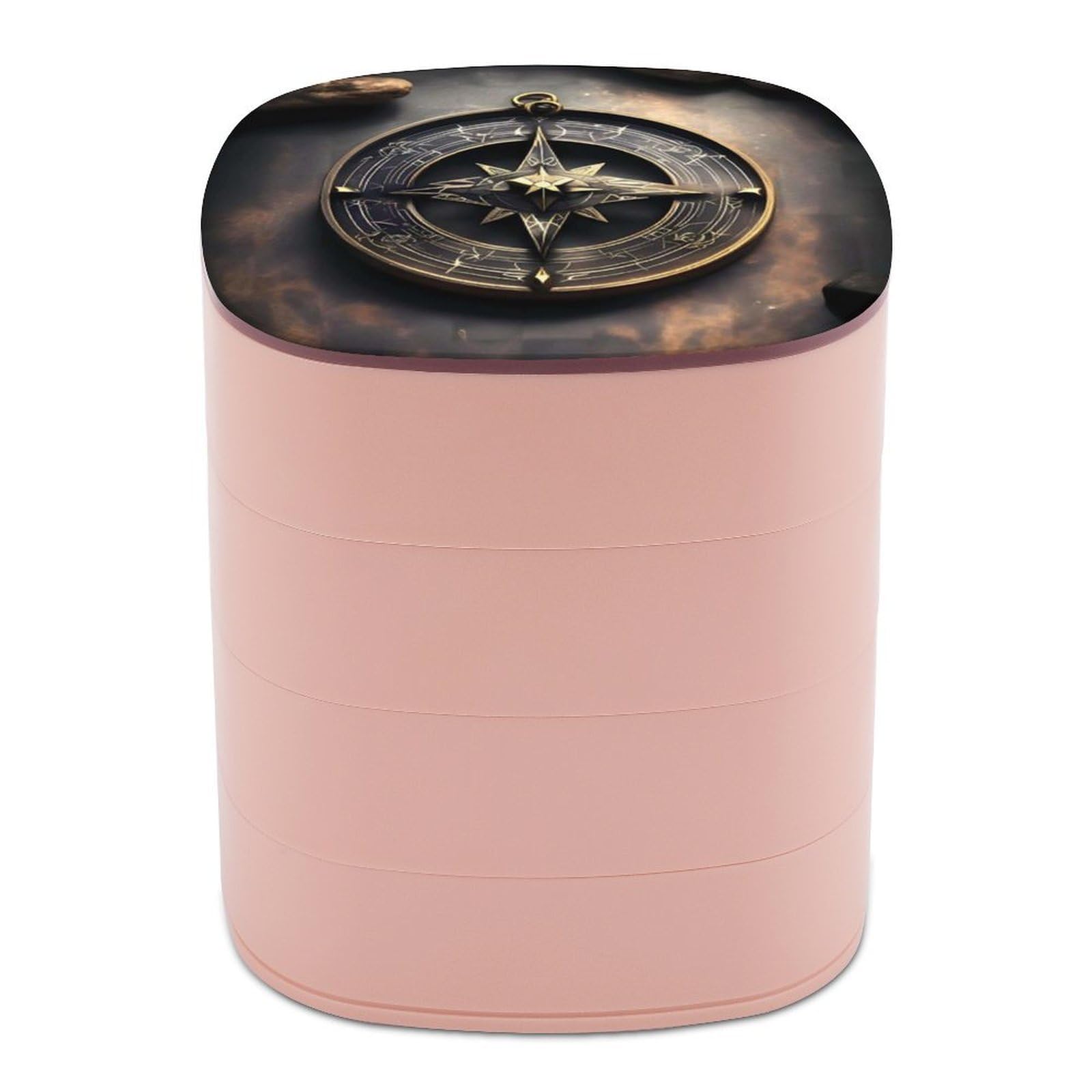 VstaDank Magical Design Norse Runes Compass Jewelry Case Women Portable Travel Jewelry Box Rotating Jewelry Organizer with Mirror Multi-Layer Necklace Ring Earring Storage Box for Bracelets Rings