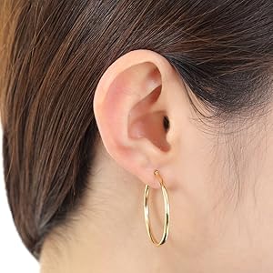 Amazon | [ハッピーグッツショップ] 18金 K18 フープ ピアス 2.0