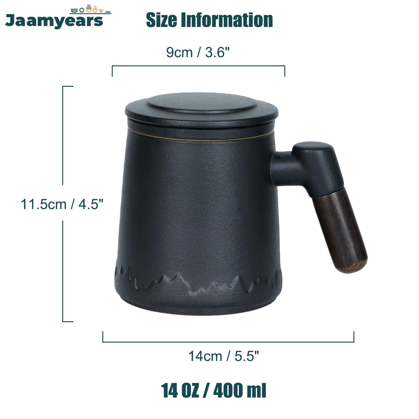 Tazza da tè con infusore e coperchio, tazza da tè in ceramica, capacità 400 ml, per preparare caffè e tè