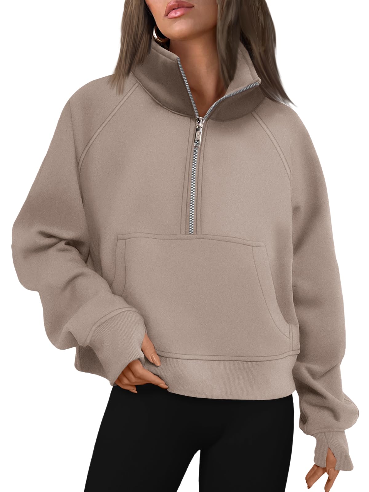 AUTOMET Womens Sweatshirts Half Zip Fleece Pullover Fall Outfits | Fall Fashion Clothes 2026,Cropped Sweatshirts,Cute Y2k Tops,Quarter Zipper Sweater,Winter Loungwear Outfits