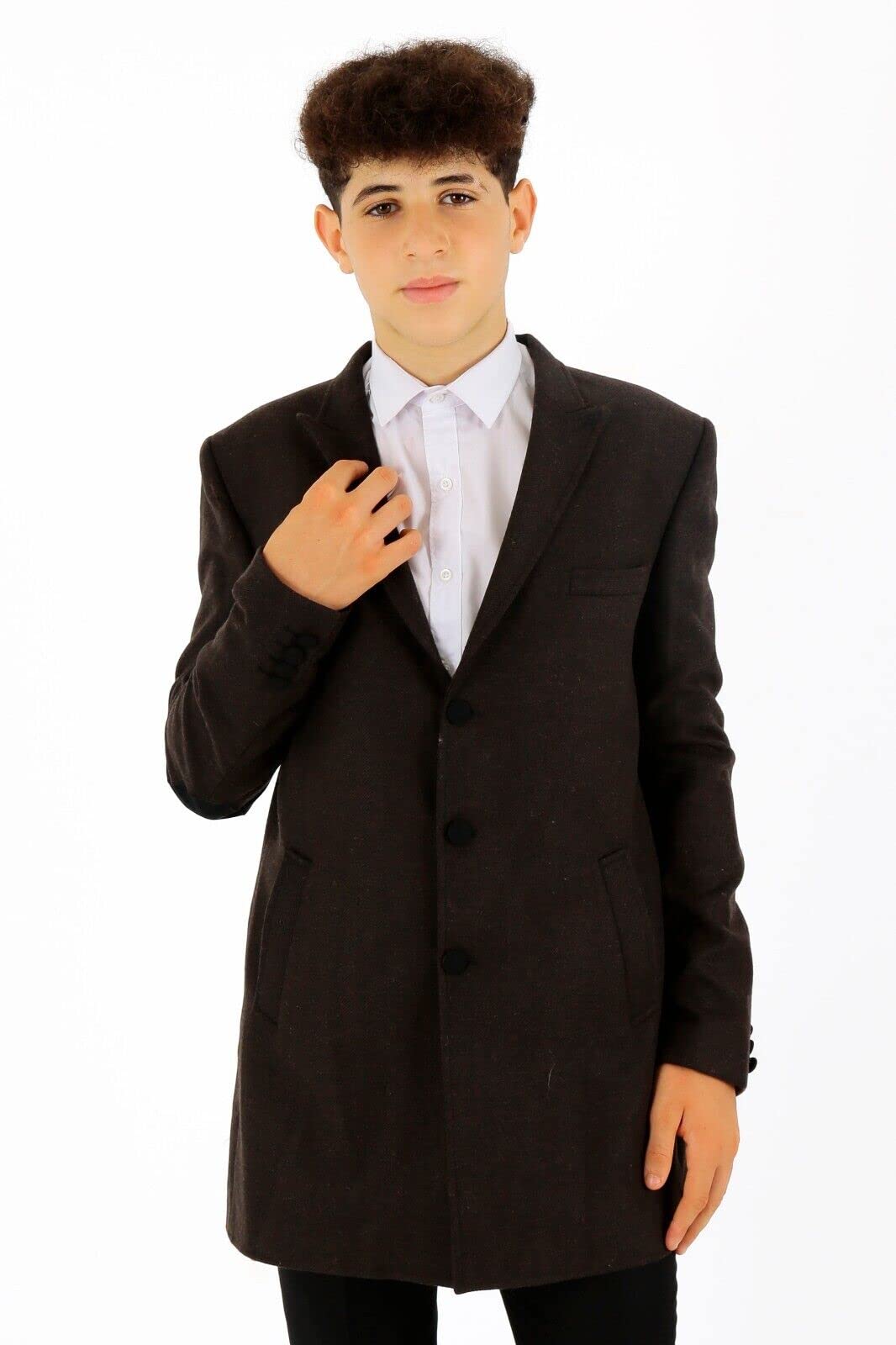 SIRRI Abrigo Niño Lana Tweed Herringbone Slim Fit Chaqueta Invierno Formal Boda Paje Elegante