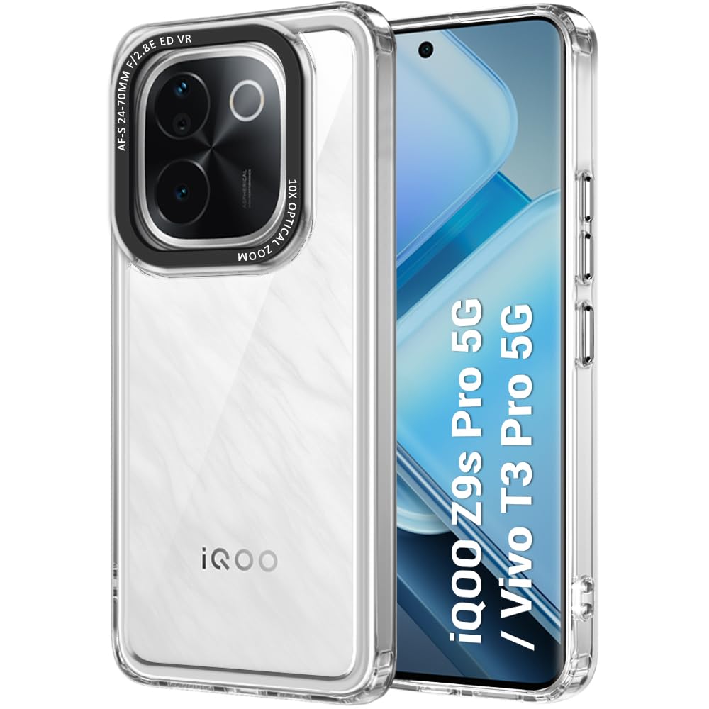 TheGiftKart Hybrid Shockproof Back Cover Case for iQOO Z9s Pro 5G / Vivo T3 Pro 5G | Stylish Camera Border | Electroplated Buttons | Crystal Clear Hard Back Case (TPU & PC, Transparent Bumper) (B0DDXBJVNN) Amazon Price History, Amazon Price Tracker