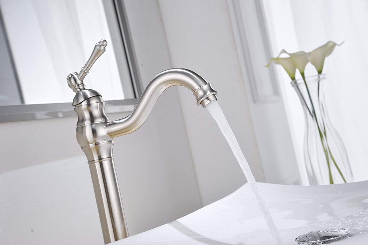 Flаѕh Dеаlѕ - 70% оƒƒ Bathfinesse Bathroom Faucet Brushed Nickel Vessel Sink Faucet 360° Swivel Long Spout Gooseneck Single Handle 1 Hole Vessel Faucets with Pop Up Drain Stopper None Overflow Supply Lines Lead-Free Frее Shірріng 🛒 Bathfinesse Bathroom Faucet Brushed Nickel Vessel Sink Faucet 360° Swivel Long Spout Gooseneck Single Handle 1 Hole Vessel Faucets with Pop Up Drain Stopper None Overflow Supply Lines Lead-Free