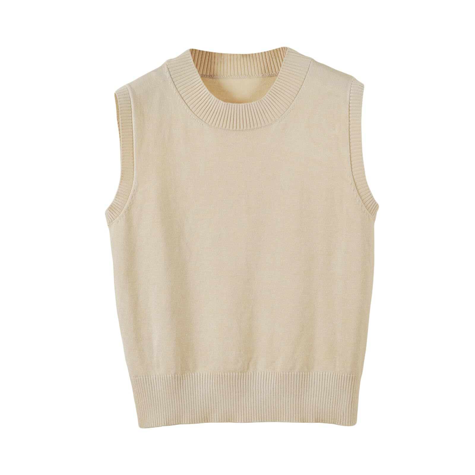 KARRESLY Womens Basic Sleeveless Sweater Vest Casual Soft Business Knitted Tank Tops Solid Color Crew Neck Pullover Outfits