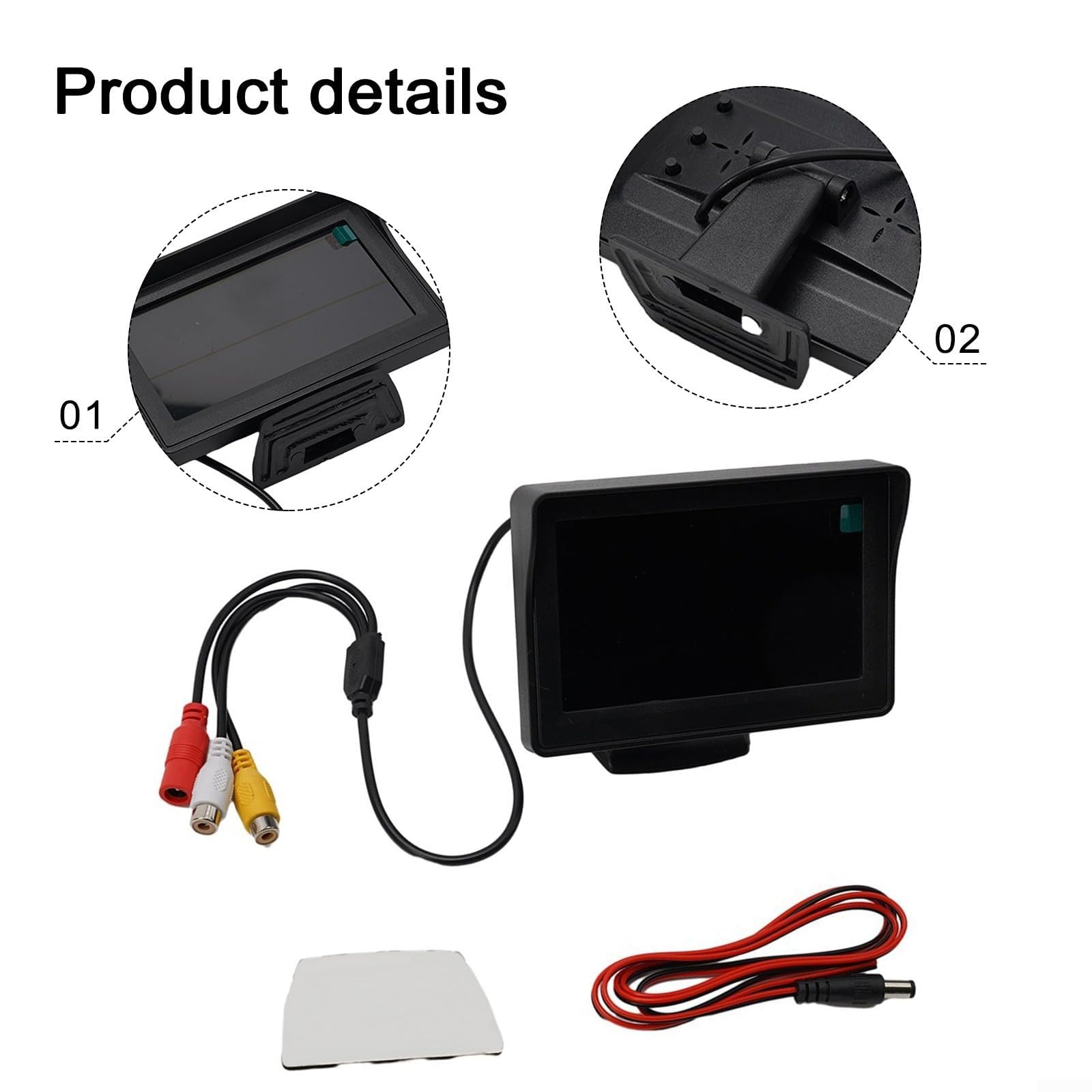 Moniteur d'affichage de voiture 4 3" pour caméra de recul avec images claires et mise sous tension automatique