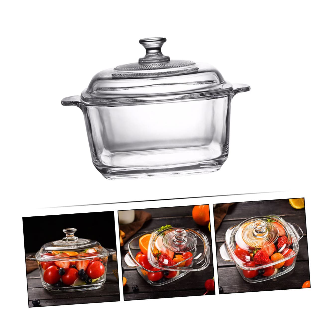 Cabilock 1l Glasschüssel Mit Deckel Transparent Hitzebeständiges Glas Mikrowellengeeignet Für Salate Und Suppen Geschirrspülmaschinenfest