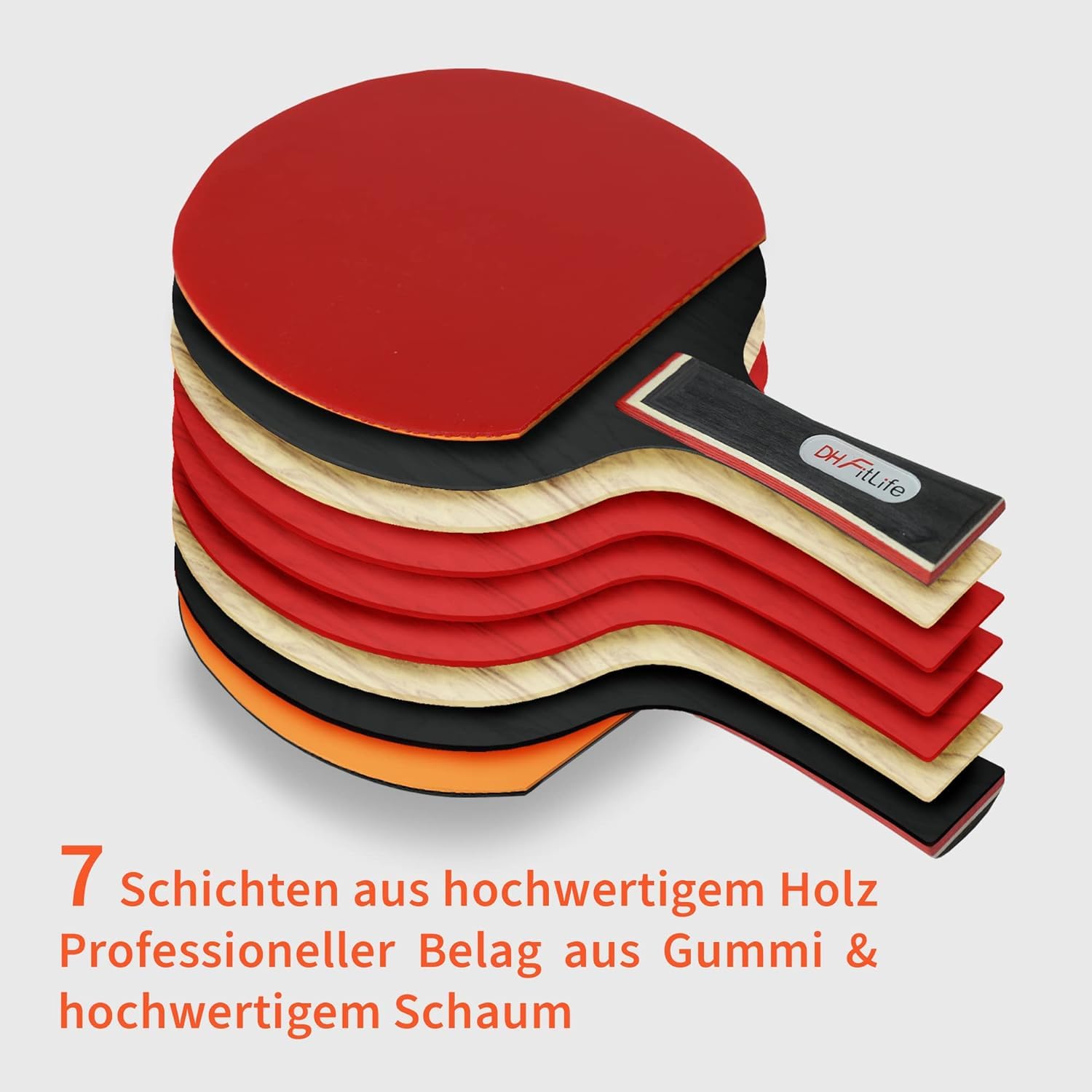 DH FitLife Tischtennisschläger Set für 2 Spieler, mit ausziehbarem mobilen Tischtennisnetz, 3 Tischtennisbälle, 2 Schläger, inkl. Aufbewahrungstasche, für jeden Tisch, Tischtennis Set mit Netz
