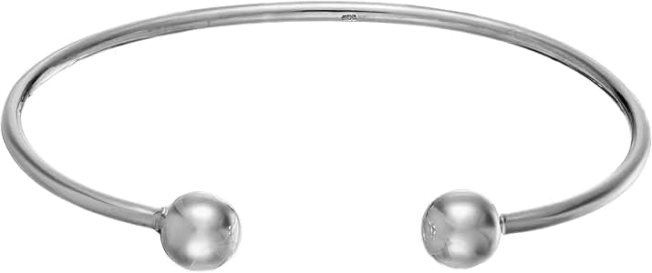 Silverly Women's 925 Sterling Silver Torque Double Ball Open