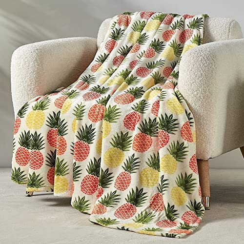 Plazatex Natural Pineapple Micro Plush Decorative All Seaon Throw Blanket 50" X 70" Multicolor #TOP15