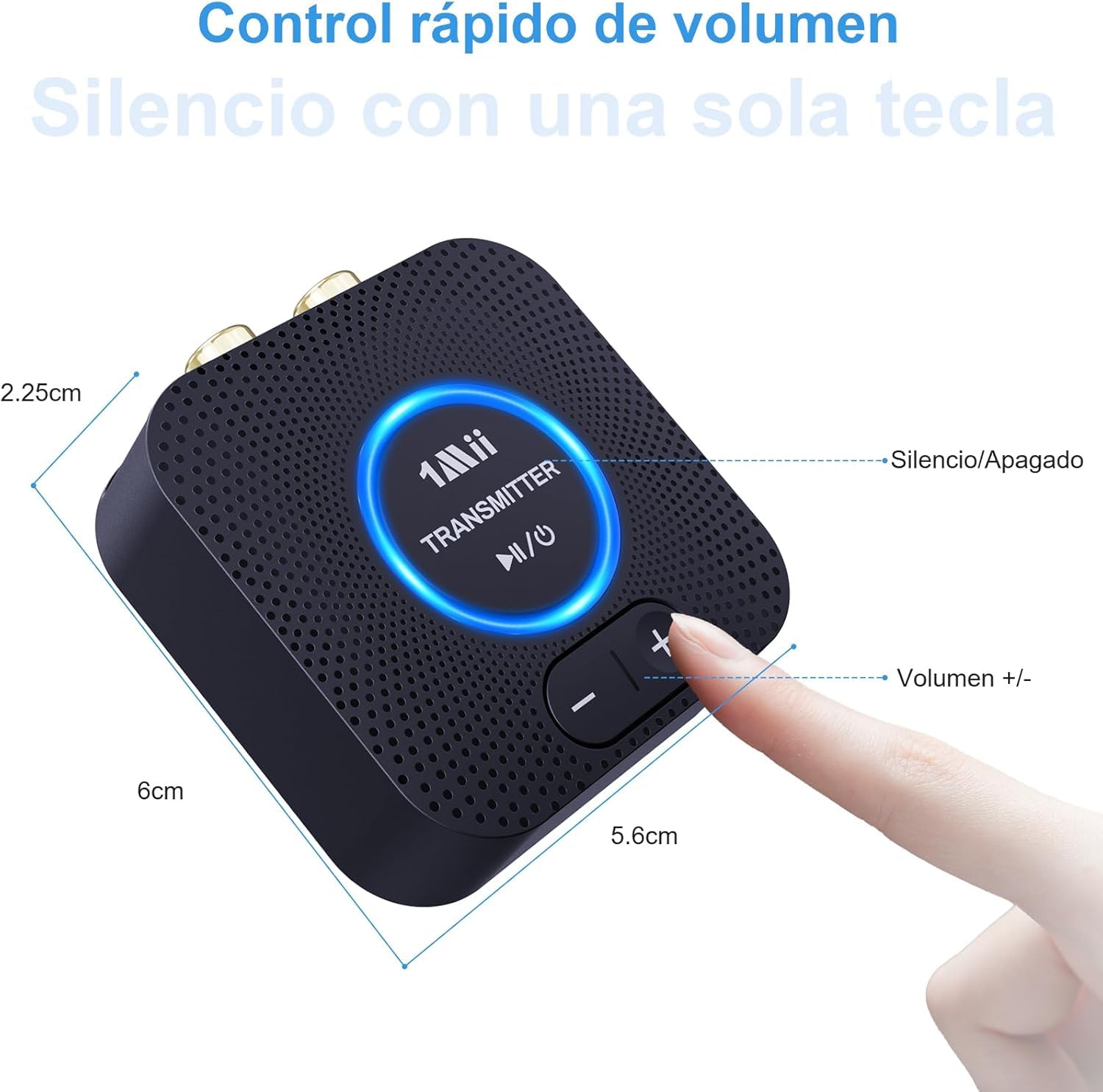 1Mii 2.4GHz (1 TX + 1 RX) Transmisor Receptor de Audio Inalámbrico para TV, Alcance de 80m, Baja Latencia de 25ms, Entrada/Salida RCA AUX de 3.5mm, Adaptador de Audio Inalámbrico para TV, PC, Altavoz