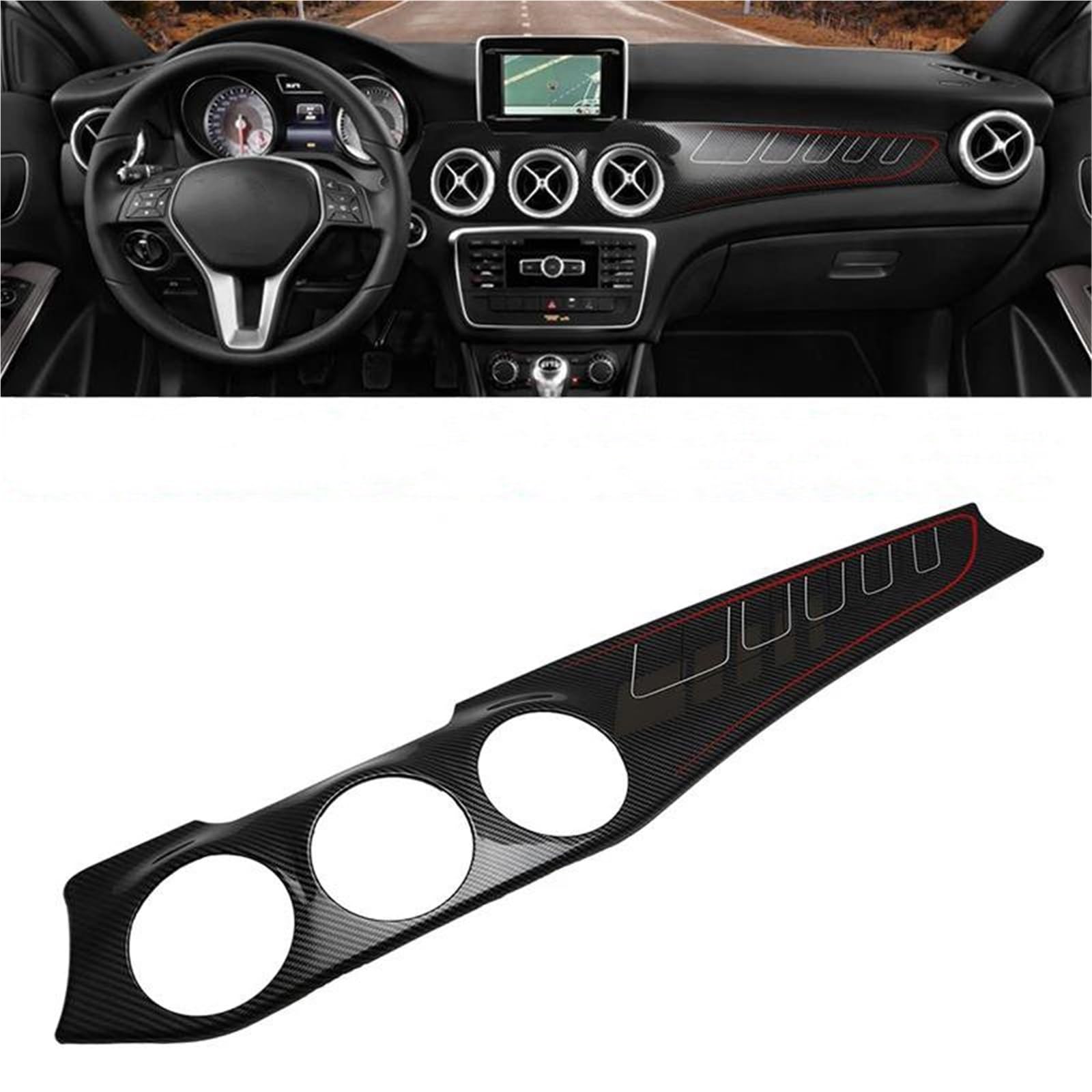 Auto Interieur Armaturenbrett-Konsolenverkleidung Für Mercedes Für Benz GLA Für CLA-Klasse 2013–2017, Mittelkonsole, ABS-Carbon Auto Zierleisten