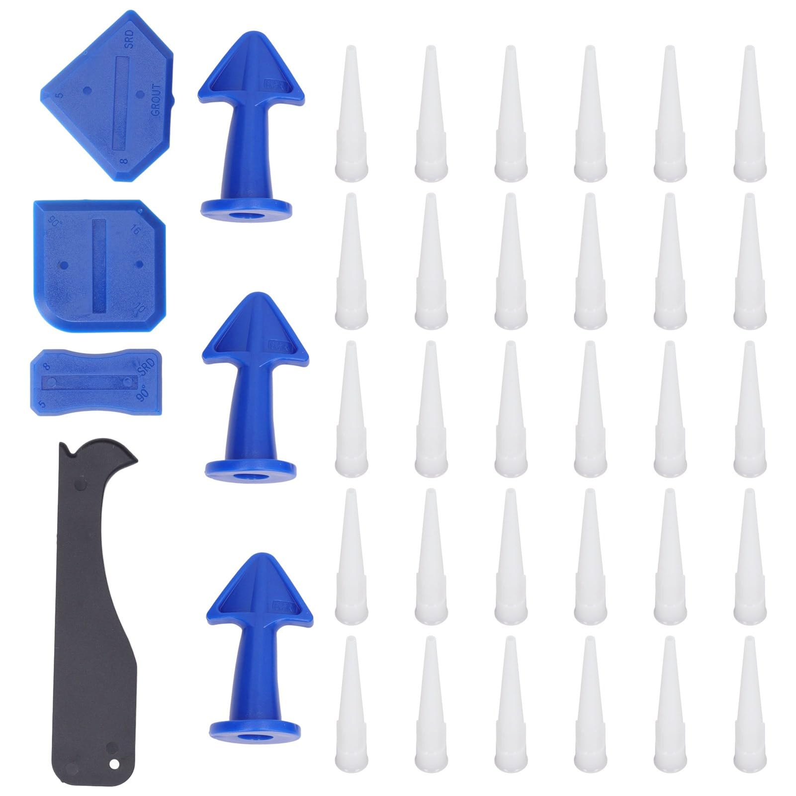 Sunicon 37pcs Silicone Caulking Tools,Reuse and Replace Glazing Compound Finishing Tool Sealant Finishing Tool Grout Scraper for Kitchen Bathroom Floor Filling