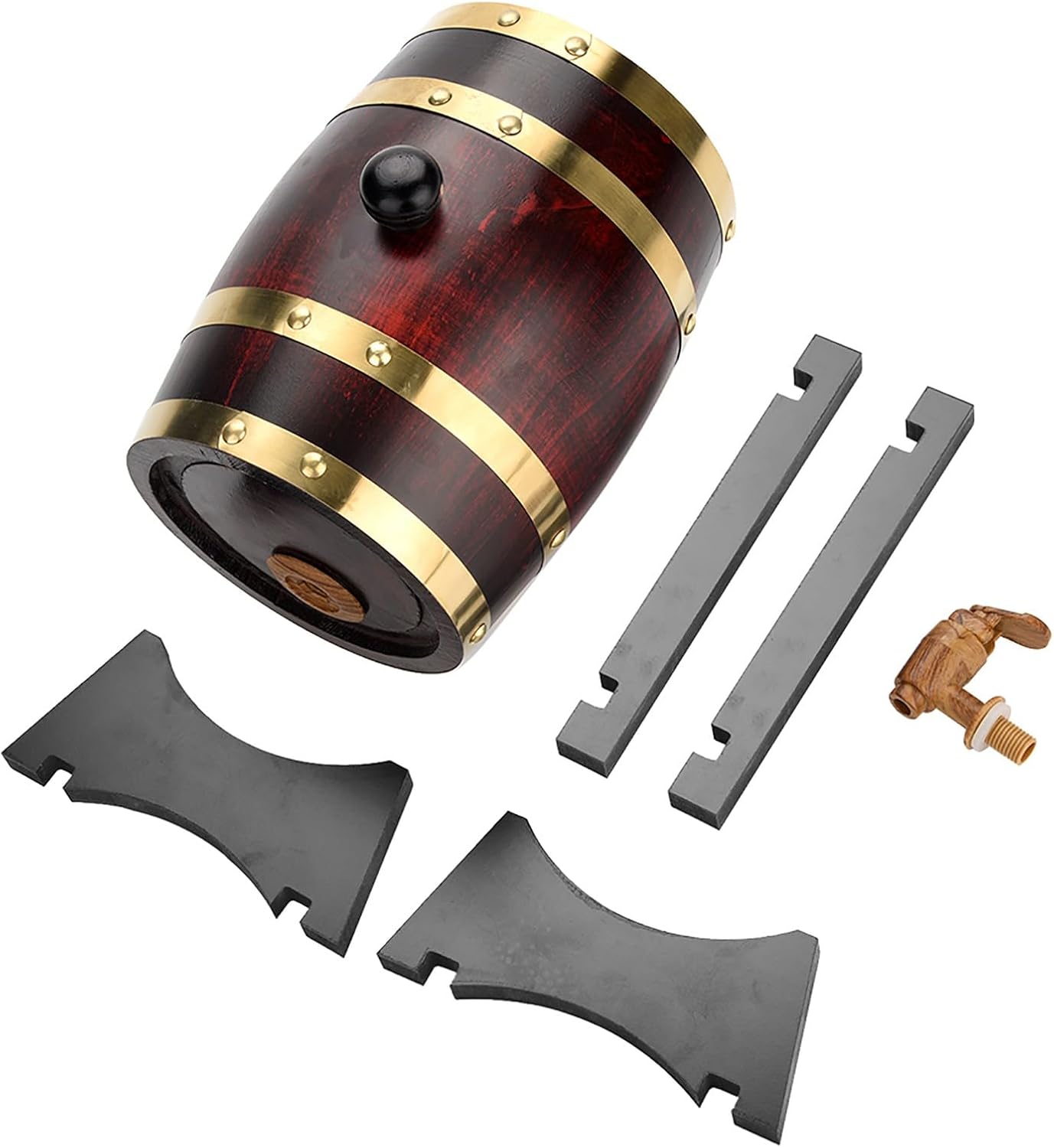 Oak Wine with Light Dispenser Plastic Tap, Handmade Stand, 1.5/3/5/10 L Oak Vintage Wood, Improves the Taste of the Drink (-JY07341-01)