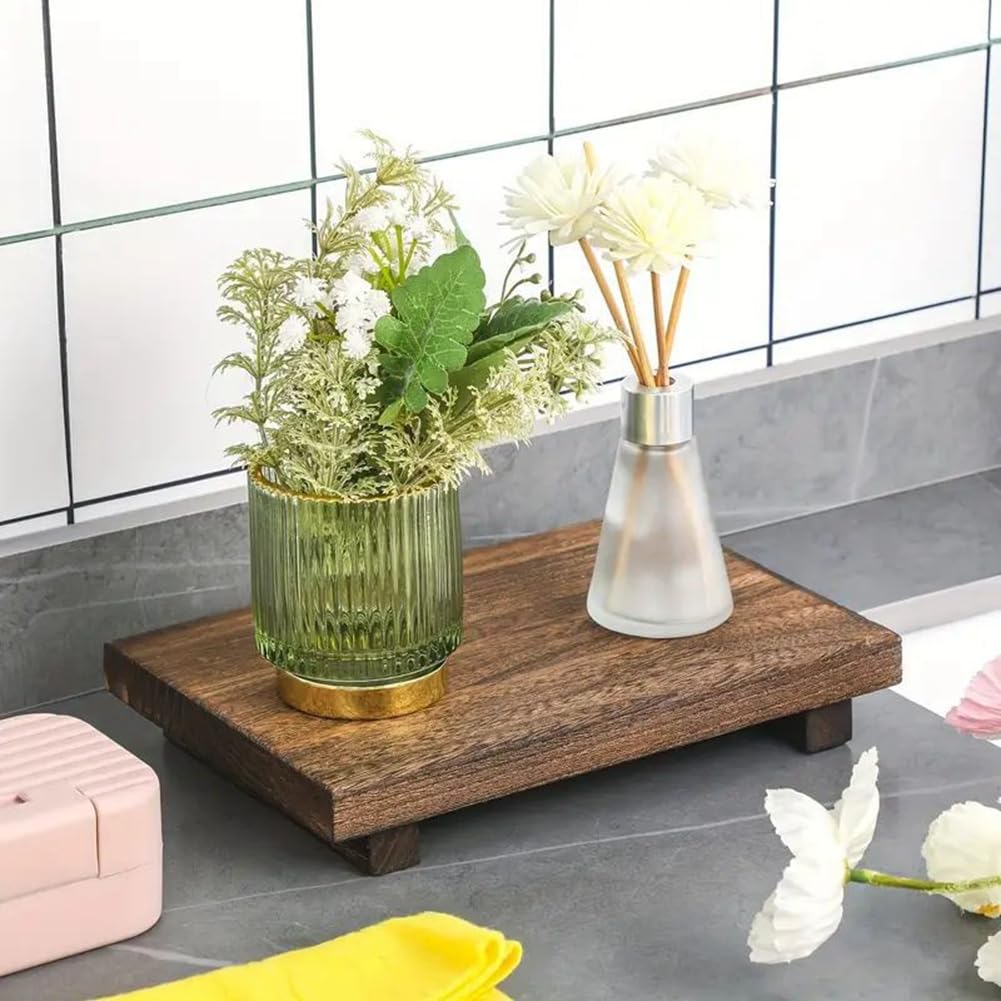 Support à savon sur socle en bois, rehausseur en bois de style fermier, support/plateau à savon décor de comptoir pour salle de bain cuisine, support rustique pour bougie et plante, présentoir