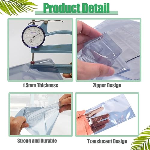 Miniatura 5 de Bolsas antiestáticas, 100 unidades de 5.9 x 7.87 pulgadas5.9 x 7.9 in, bolsas con cremallera de blindaje ESD, bolsa antiestática resellable para