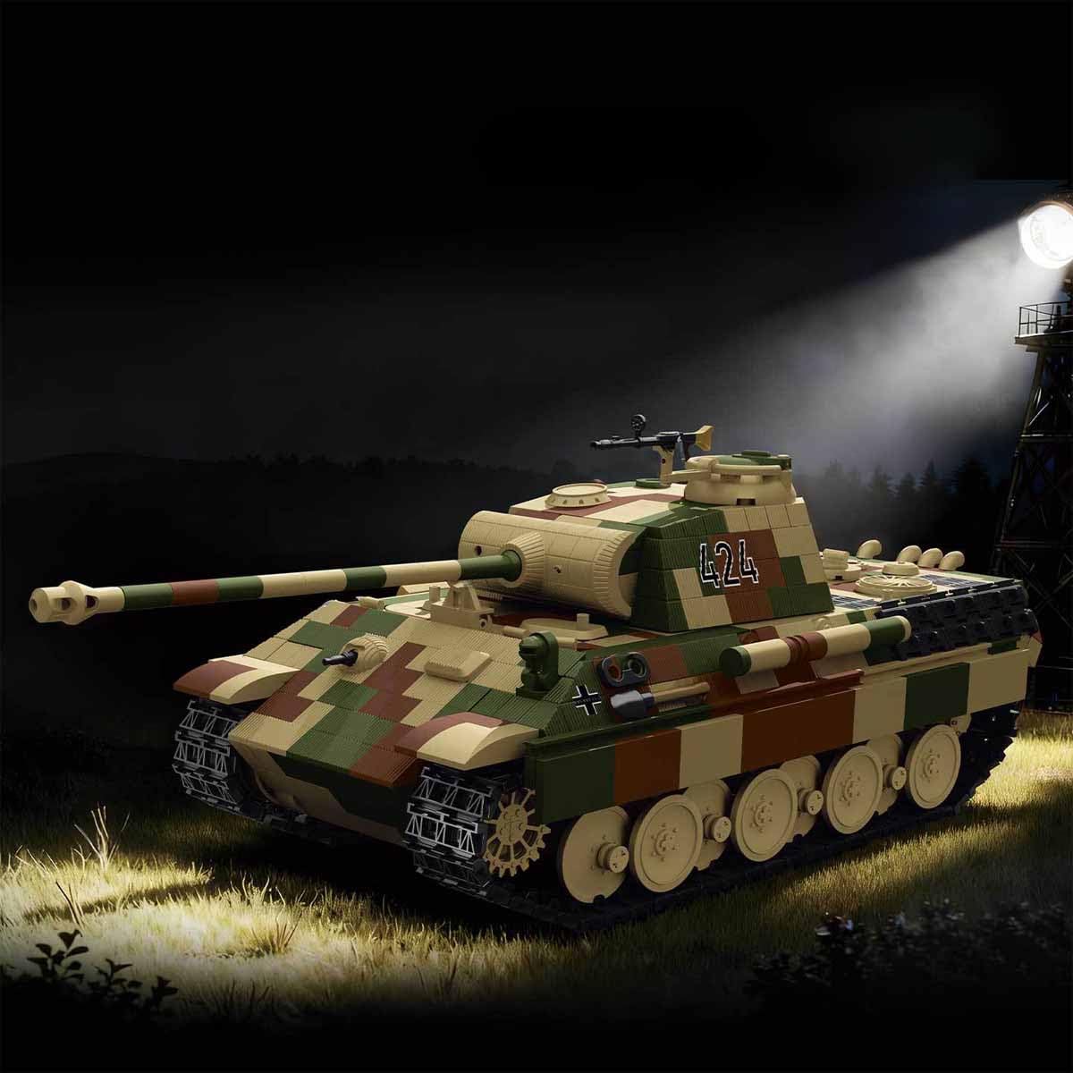 Panther Panzer Bausteine Set, 1675 Teile Militärische Panther Tank Modell Baustein Spielzeug, Bachman Panther Panzer Klemmbausteine, WW2 Militär Fahrzeug Bausteine Spielzeug