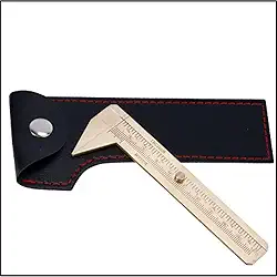 Pinças de latão de escala dupla com capa protetora de couro – Paquímetro vernier de latão sólido com ponta de triângulo, ferramenta de medição em polegadas e métrica para fabricação de joias