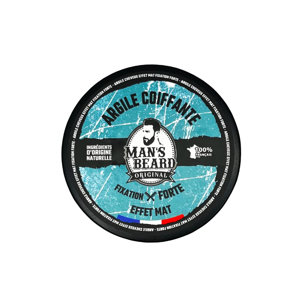 man's beard - Argile matifiante non fibreuse fixation forte - Ingrédients d'origine naturelle - 90 ml - 100% Fabriqué en France