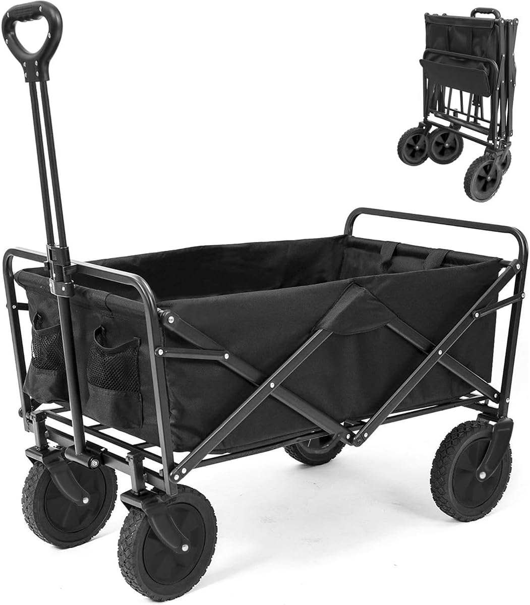Carrinho de Transporte Dobrável 150kg - Preto, Resistente e Portátil para Serviço Pesado