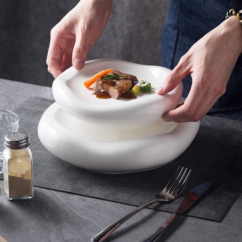 Talerz obiadowy talerze kreatywne zachodnie hotel ceramiczne naczynie restauracja specjalny kształt biała chmura artystyczna koncepcja deser ciasto czysta zastawa stołowa talerz obiadowy do układania