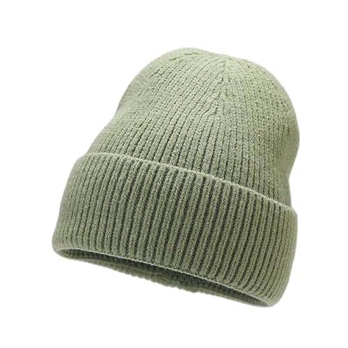 APXXAIBO Velvet Knit Beanie - Autumn Winter Outdoor Warm Simple Style Unisex Cap (Light Green,one Size fits All)