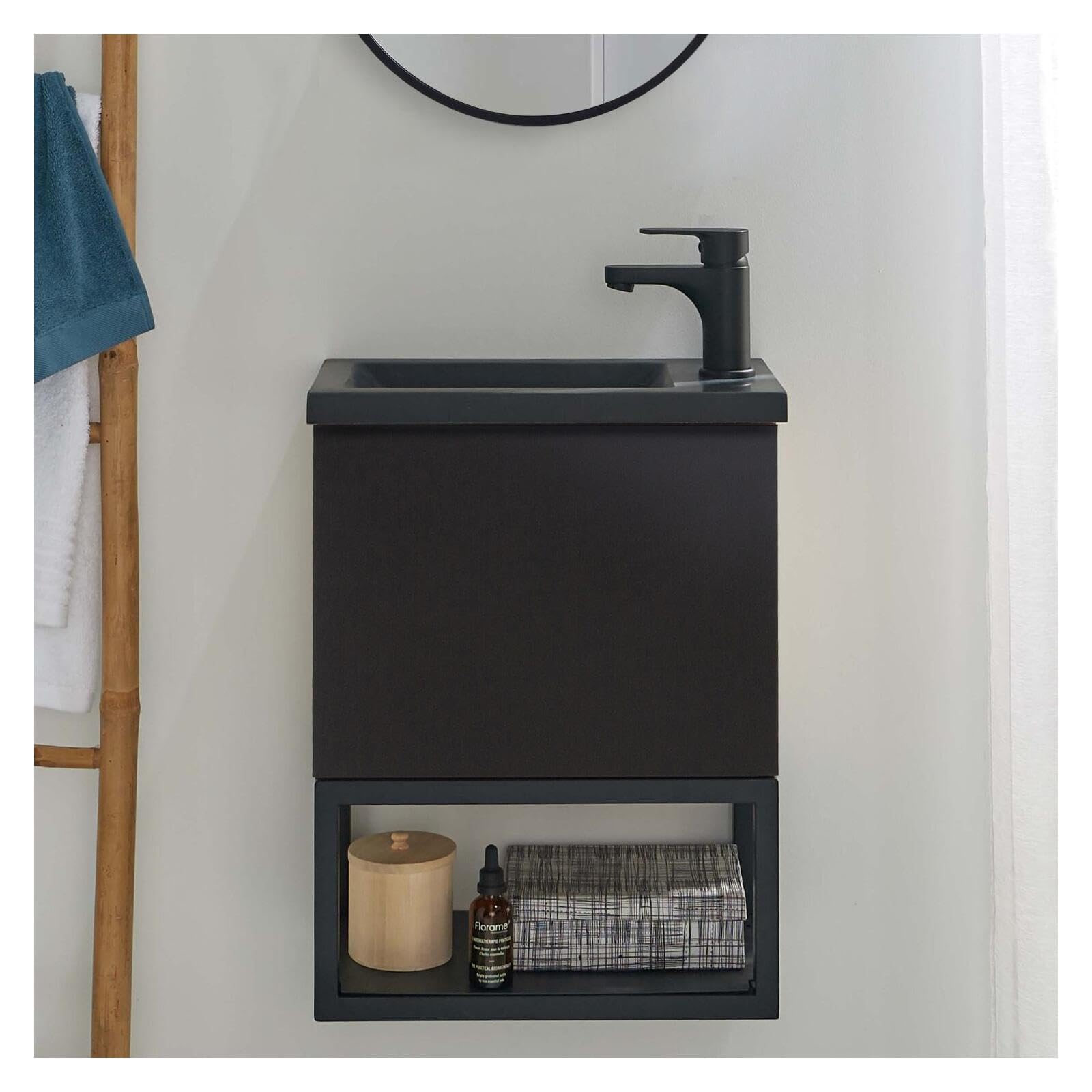 MOB-IN Meuble Lave-Mains Nova Noir Carbone Suspendu