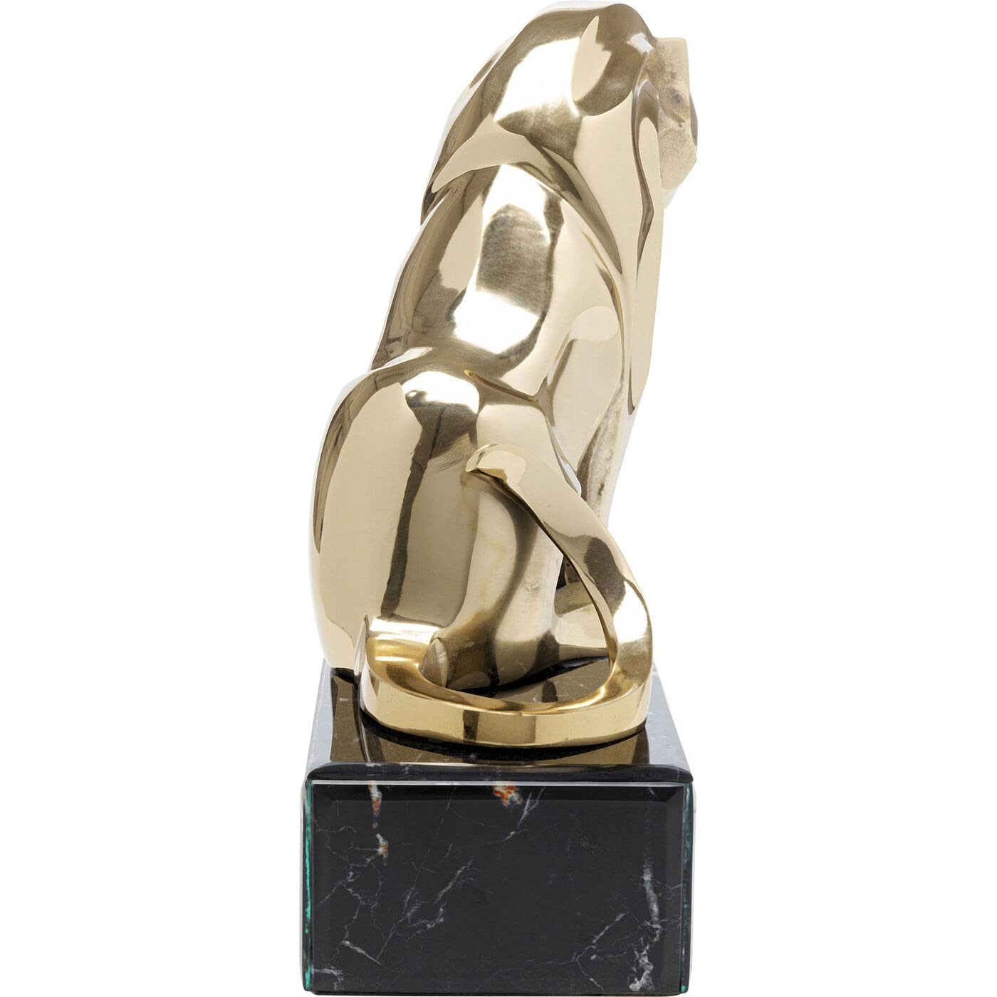 Kare Lion on Marble Design Decorative Figurine, Gold, Decorative Object, Lion Motif, Aluminium, Glass Base, Handmade, Unique, 34 x 31 x 20 cm (H x W x D)