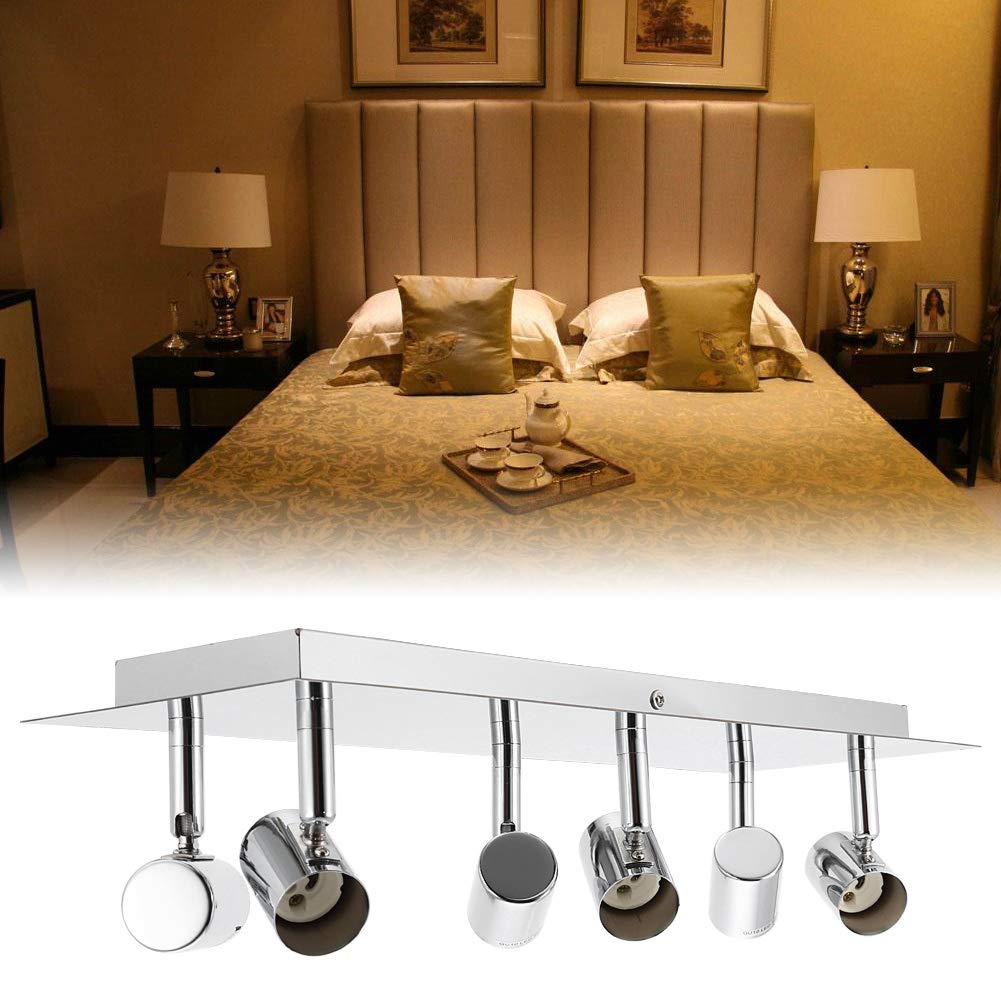 Greensen LED Deckenleuchte 6 Köpfe Bad Deckenlampe Edelstahl Deckenstrahler mit GU10 Lampenfassung Deckenspots Schwenkbar Leuchtmittel für Wohnzimmer Schlafzimmer Badezimmer