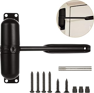 Automatic Door Closer Safety Spring Door Closers, Adjustable Closing Door Hinge for Convert Hinged Doors to Self-Closing, Black Door Closer Auto for Residential, Commercial