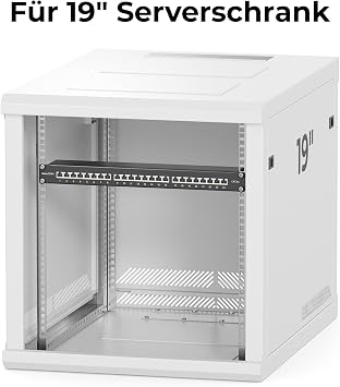deleyCON CAT 6a Patch Panel Distribution Panel 24 Port RJ45 - Black