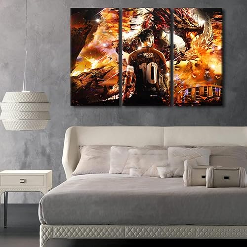 Miniatura 217 de TISHIRON 3 paneles CR7 Cristiano Ronaldo - Póster en lienzo para decoración de pared, pelota deportiva, casa moderna, para club, arena, sala