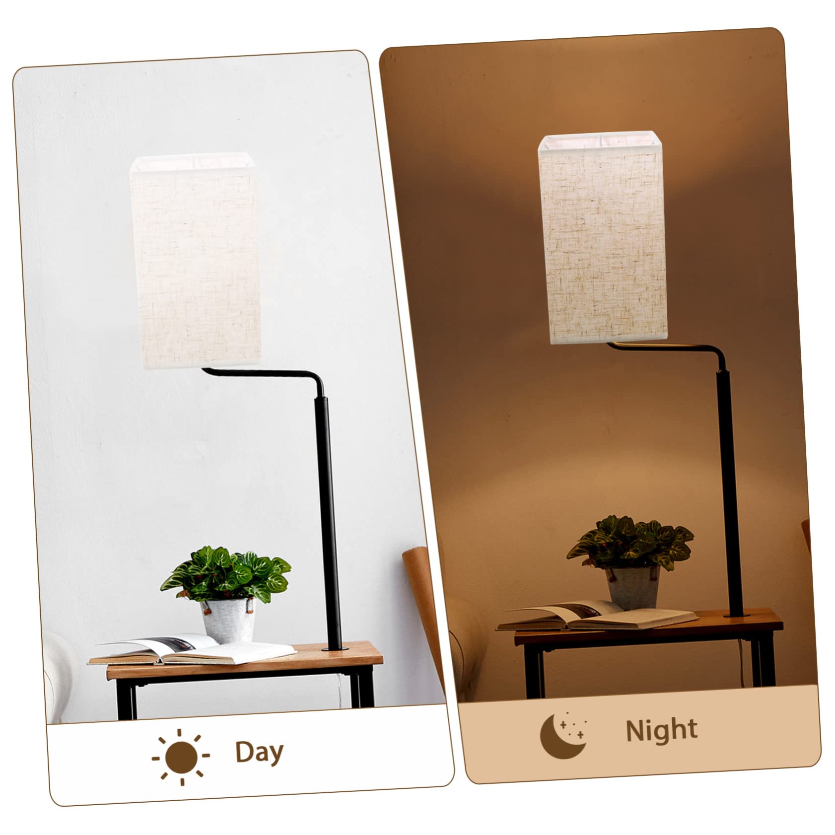 Pantalla de Lámpara de Tela Beige Base E27, Diseño Retro para Luz de Escritorio y Ambiente Cálido en Cocina o Hotel