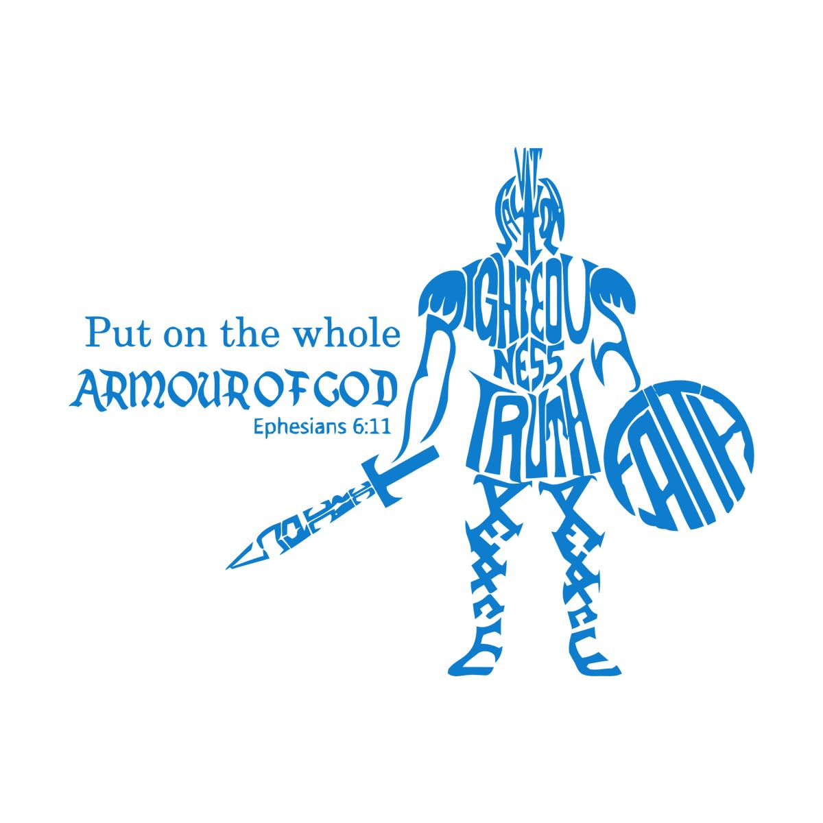Lzhouting Boys Wall Stickers 3366 Christian Scripture Wall Decal Vinyl Put On The Whole Armor Of God Bible Verse 'S Bedroom Decor Sticker Removable Mural Small - 31X40cm