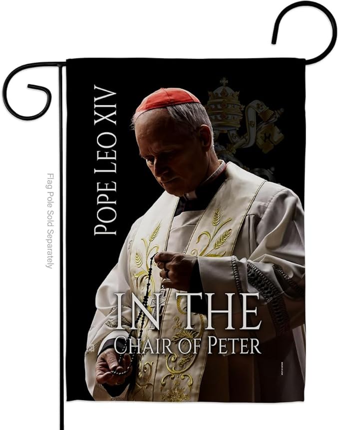 Flag Election Picture Prints Vatican Memorabilia Tapestry Catholic Wall Art Canvas Poster Grave Decorations for Cemetery Yard Sign American Papal Door Garden Decor Religious Gifts