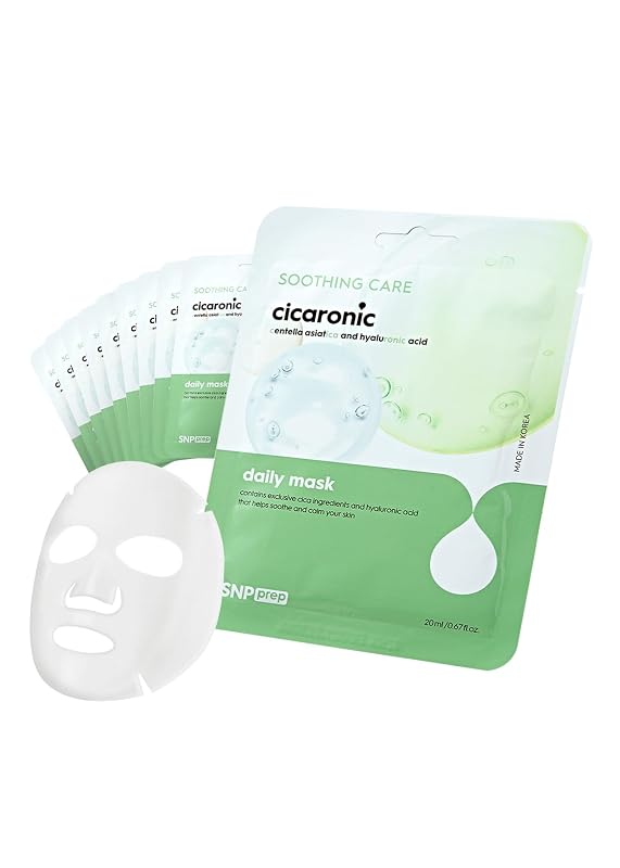 SNP Cicaronic Máscara Facial em Folha com Centella Asiática e Ácido Hialurônico — Pacote com 10 unidades