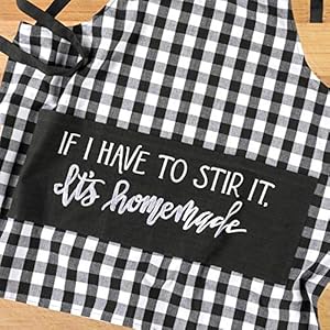 Primitives by Kathy Funny Adjustable Kitchen Apron with 3 Center Pockets for Cooking Baking If I Have to Stir It Its Homemade 100 Cotton Black and White