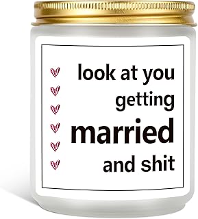 Beilinlok Wedding Gifts - Funny Bridal Shower Gifts for Bride-to-be - Lavender Scented Soy Wax Candle - 7 oz, White
