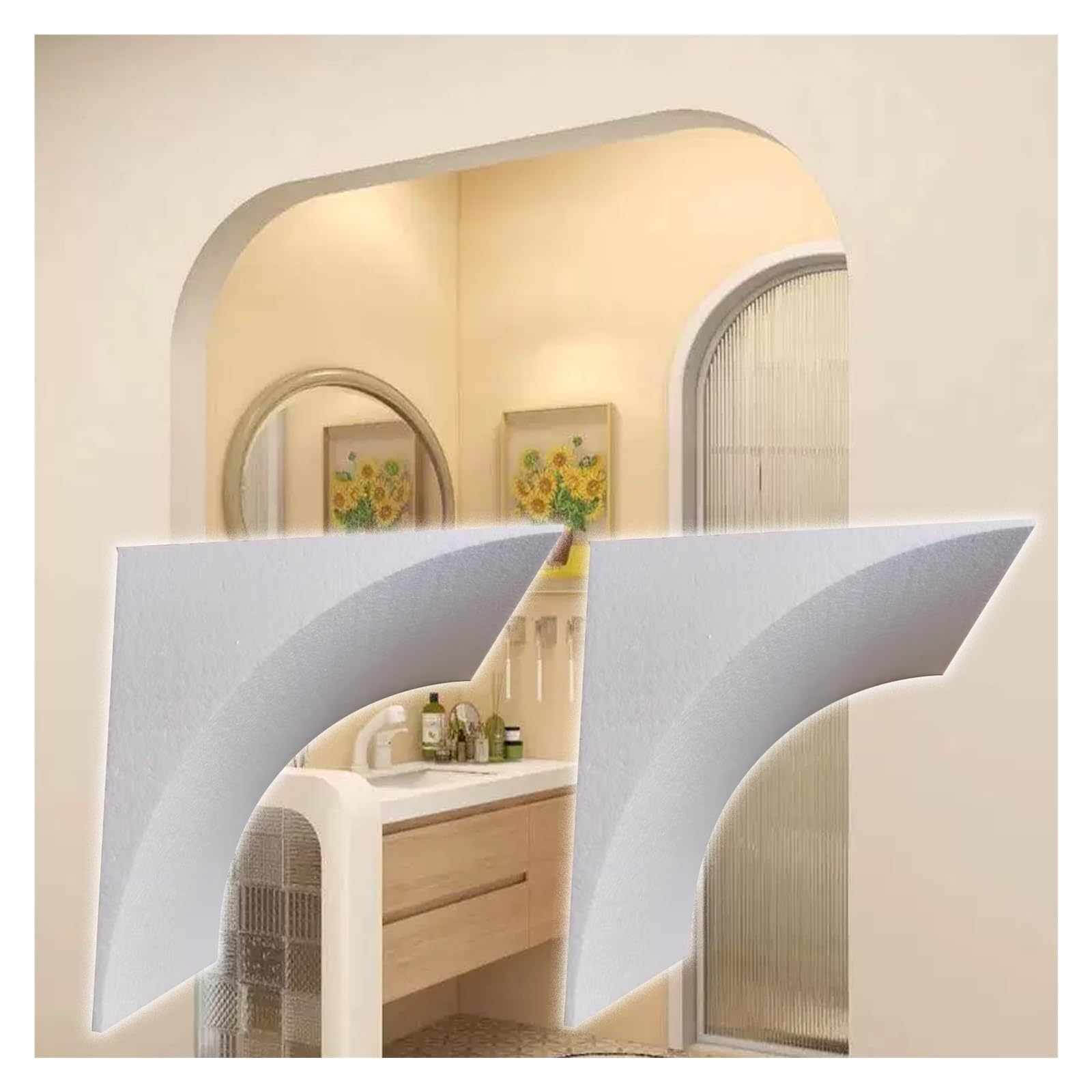 Kit de puerta de arco para puerta delantera exterior, moldura de arco curvado, diseño decorativo de medio círculo superior
