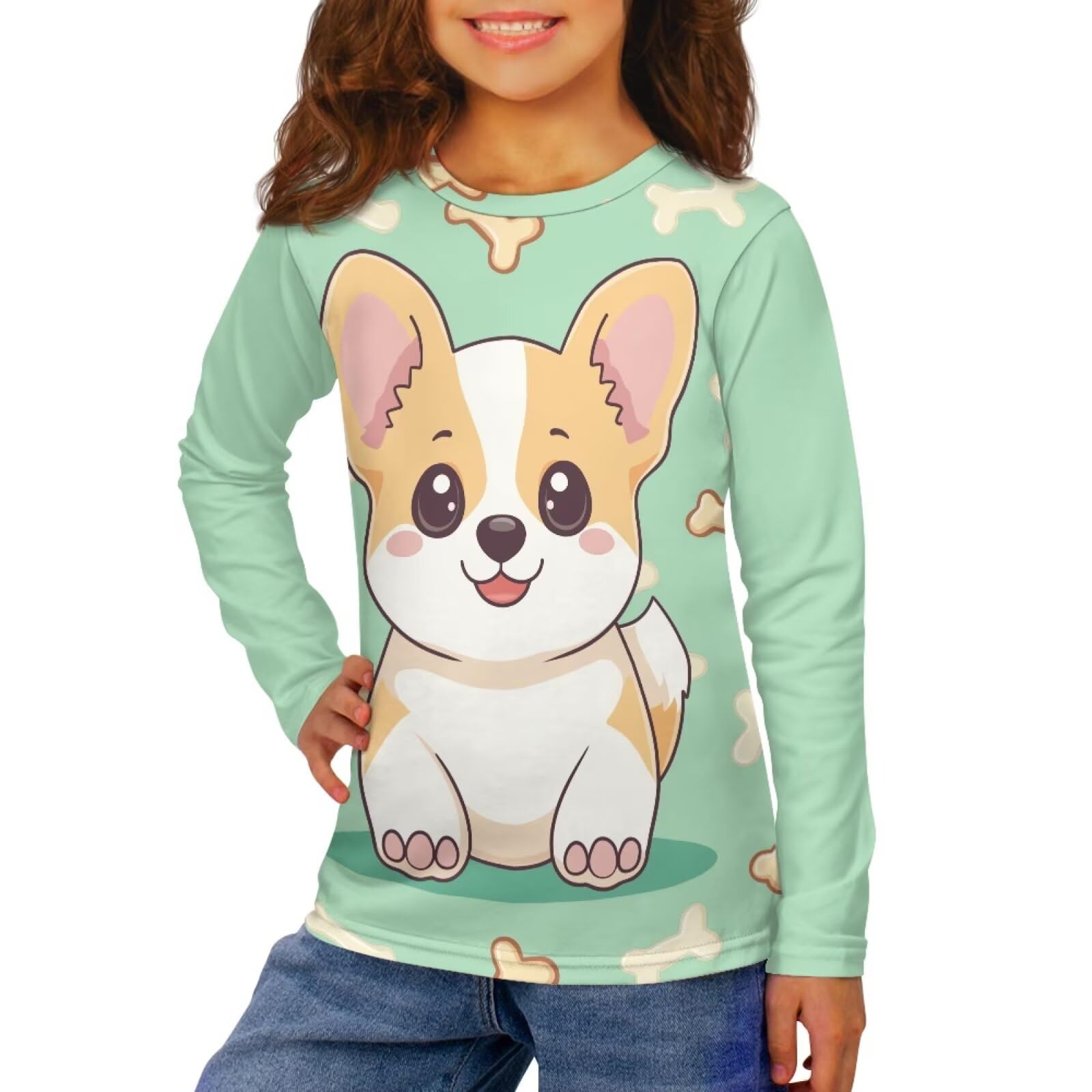 Long Sleeve Shirts for Girls Winter Tops 3-16t Cartoon T Shirts for Fall Clothes