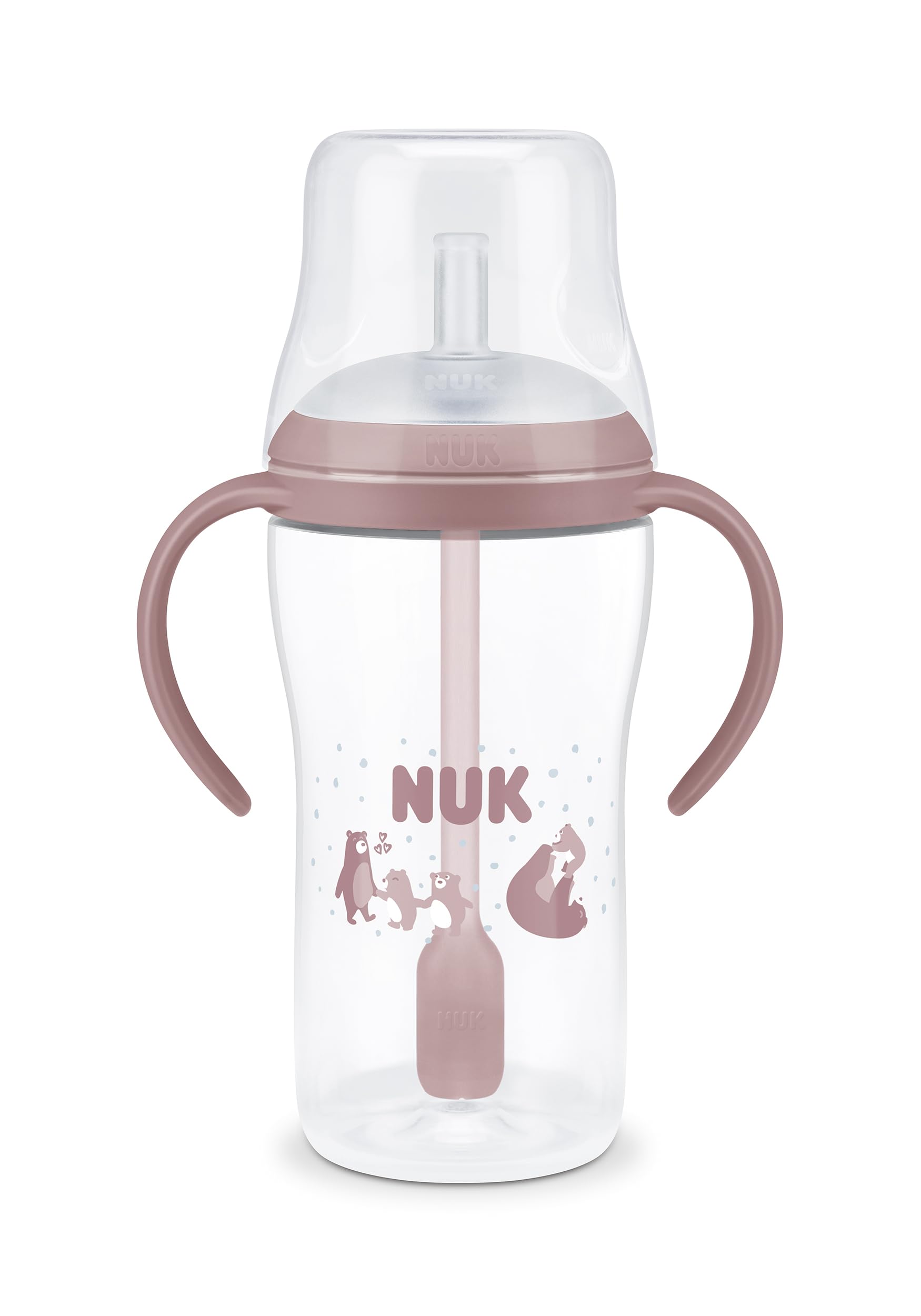 NUK Perfect Match Tasse d’apprentissage avec paille pour bébé | 8+ mois | 260 ml | Tasse avec paille anti-fuite pour bébé | Poignées antidérapantes | Rose | Lot de 1